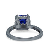 Half Eternity Art Deco Cushion Cut Wedding Engagement Bridal Ring Round Simulated Cubic Zirconia 925 Sterling Silver