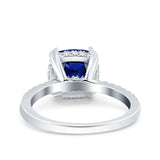 Half Eternity Art Deco Cushion Cut Wedding Engagement Bridal Ring Round Simulated Cubic Zirconia 925 Sterling Silver