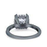 Half Eternity Art Deco Cushion Cut Wedding Engagement Bridal Ring Round Simulated Cubic Zirconia 925 Sterling Silver