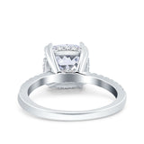 Half Eternity Art Deco Cushion Cut Wedding Engagement Bridal Ring Round Simulated Cubic Zirconia 925 Sterling Silver