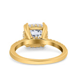 Half Eternity Art Deco Cushion Cut Wedding Engagement Bridal Ring Round Simulated Cubic Zirconia 925 Sterling Silver