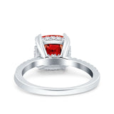 Half Eternity Art Deco Cushion Cut Wedding Engagement Bridal Ring Round Simulated Cubic Zirconia 925 Sterling Silver