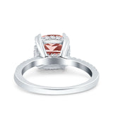 Half Eternity Art Deco Cushion Cut Wedding Engagement Bridal Ring Round Simulated Cubic Zirconia 925 Sterling Silver