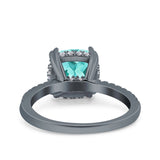 Half Eternity Art Deco Cushion Cut Wedding Engagement Bridal Ring Round Simulated Cubic Zirconia 925 Sterling Silver