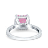 Half Eternity Art Deco Cushion Cut Wedding Engagement Bridal Ring Round Simulated Cubic Zirconia 925 Sterling Silver