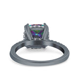 Half Eternity Art Deco Cushion Cut Wedding Engagement Bridal Ring Round Simulated Cubic Zirconia 925 Sterling Silver