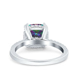 Half Eternity Art Deco Cushion Cut Wedding Engagement Bridal Ring Round Simulated Cubic Zirconia 925 Sterling Silver