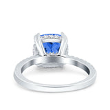 Half Eternity Art Deco Cushion Cut Wedding Engagement Bridal Ring Round Simulated Cubic Zirconia 925 Sterling Silver