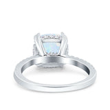 Half Eternity Art Deco Cushion Cut Wedding Engagement Bridal Ring Round Simulated Cubic Zirconia 925 Sterling Silver