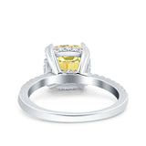 Half Eternity Art Deco Cushion Cut Wedding Engagement Bridal Ring Round Simulated Cubic Zirconia 925 Sterling Silver