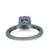 Art Deco Wedding Engagement Bridal Ring Half Eternity Round Simulated Cubic Zirconia 925 Sterling Silver