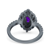 Halo Vintage Style Art Deco Solitaire Accent Marquise Wedding Engagement Ring Round Simulated Cubic Zirconia 925 Sterling Silver