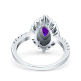 Halo Vintage Style Art Deco Solitaire Accent Marquise Wedding Engagement Ring Round Simulated Cubic Zirconia 925 Sterling Silver