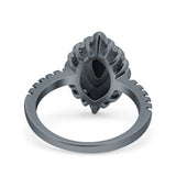 Halo Vintage Style Art Deco Solitaire Accent Marquise Wedding Engagement Ring Round Simulated Cubic Zirconia 925 Sterling Silver