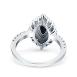 Halo Vintage Style Art Deco Solitaire Accent Marquise Wedding Engagement Ring Round Simulated Cubic Zirconia 925 Sterling Silver