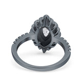 Halo Vintage Style Art Deco Solitaire Accent Marquise Wedding Engagement Ring Round Simulated Cubic Zirconia 925 Sterling Silver