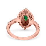 Halo Vintage Style Art Deco Solitaire Accent Marquise Wedding Engagement Ring Round Simulated Cubic Zirconia 925 Sterling Silver