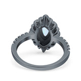 Halo Vintage Style Art Deco Solitaire Accent Marquise Wedding Engagement Ring Round Simulated Cubic Zirconia 925 Sterling Silver