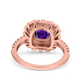 Halo Vintage Style Art Deco Solitaire Accent Cushion Wedding Engagement Ring Round Simulated Cubic Zirconia 925 Sterling Silver