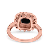 Halo Vintage Style Art Deco Solitaire Accent Cushion Wedding Engagement Ring Round Simulated Cubic Zirconia 925 Sterling Silver