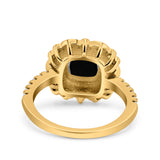 Halo Vintage Style Art Deco Solitaire Accent Cushion Wedding Engagement Ring Round Simulated Cubic Zirconia 925 Sterling Silver