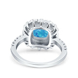 Halo Vintage Style Art Deco Solitaire Accent Cushion Wedding Engagement Ring Round Simulated Cubic Zirconia 925 Sterling Silver