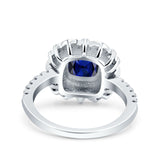 Halo Vintage Style Art Deco Solitaire Accent Cushion Wedding Engagement Ring Round Simulated Cubic Zirconia 925 Sterling Silver