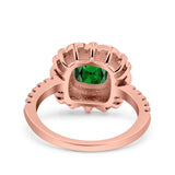 Halo Vintage Style Art Deco Solitaire Accent Cushion Wedding Engagement Ring Round Simulated Cubic Zirconia 925 Sterling Silver