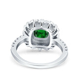 Halo Vintage Style Art Deco Solitaire Accent Cushion Wedding Engagement Ring Round Simulated Cubic Zirconia 925 Sterling Silver