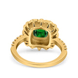 Halo Vintage Style Art Deco Solitaire Accent Cushion Wedding Engagement Ring Round Simulated Cubic Zirconia 925 Sterling Silver