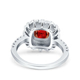 Halo Vintage Style Art Deco Solitaire Accent Cushion Wedding Engagement Ring Round Simulated Cubic Zirconia 925 Sterling Silver