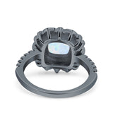 Halo Vintage Style Art Deco Solitaire Accent Cushion Wedding Engagement Ring Round Simulated Cubic Zirconia 925 Sterling Silver