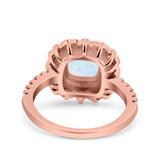 Halo Vintage Style Art Deco Solitaire Accent Cushion Wedding Engagement Ring Round Simulated Cubic Zirconia 925 Sterling Silver