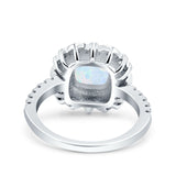 Halo Vintage Style Art Deco Solitaire Accent Cushion Wedding Engagement Ring Round Simulated Cubic Zirconia 925 Sterling Silver