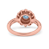 Halo Vintage Style Art Deco Solitaire Accent Wedding Engagement Ring Round Simulated Cubic Zirconia 925 Sterling Silver