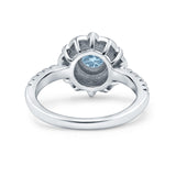 Halo Vintage Style Art Deco Solitaire Accent Wedding Engagement Ring Round Simulated Cubic Zirconia 925 Sterling Silver