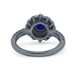 Halo Vintage Style Art Deco Solitaire Accent Wedding Engagement Ring Round Simulated Cubic Zirconia 925 Sterling Silver