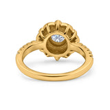 Halo Vintage Style Art Deco Solitaire Accent Wedding Engagement Ring Round Simulated Cubic Zirconia 925 Sterling Silver