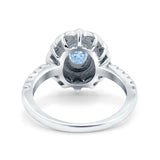 Halo Vintage Style Art Deco Solitaire Accent Oval Wedding Engagement Ring Simulated Cubic Zirconia 925 Sterling Silver