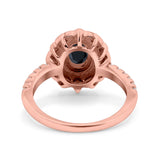 Halo Vintage Style Art Deco Solitaire Accent Oval Wedding Engagement Ring Simulated Cubic Zirconia 925 Sterling Silver