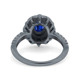 Halo Vintage Style Art Deco Solitaire Accent Oval Wedding Engagement Ring Simulated Cubic Zirconia 925 Sterling Silver