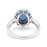 Halo Vintage Style Art Deco Solitaire Accent Oval Wedding Engagement Ring Simulated Cubic Zirconia 925 Sterling Silver