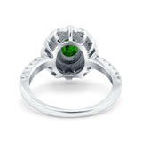 Halo Vintage Style Art Deco Solitaire Accent Oval Wedding Engagement Ring Simulated Cubic Zirconia 925 Sterling Silver