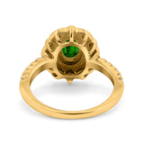 Halo Vintage Style Art Deco Solitaire Accent Oval Wedding Engagement Ring Simulated Cubic Zirconia 925 Sterling Silver