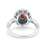 Halo Vintage Style Art Deco Solitaire Accent Oval Wedding Engagement Ring Simulated Cubic Zirconia 925 Sterling Silver