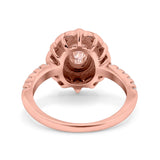 Halo Vintage Style Art Deco Solitaire Accent Oval Wedding Engagement Ring Simulated Cubic Zirconia 925 Sterling Silver