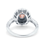 Halo Vintage Style Art Deco Solitaire Accent Oval Wedding Engagement Ring Simulated Cubic Zirconia 925 Sterling Silver