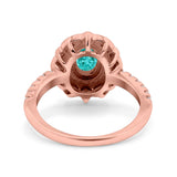 Halo Vintage Style Art Deco Solitaire Accent Oval Wedding Engagement Ring Simulated Cubic Zirconia 925 Sterling Silver