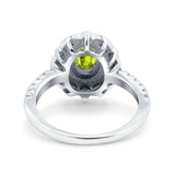 Halo Vintage Style Art Deco Solitaire Accent Oval Wedding Engagement Ring Simulated Cubic Zirconia 925 Sterling Silver