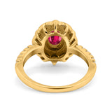 Halo Vintage Style Art Deco Solitaire Accent Oval Wedding Engagement Ring Simulated Cubic Zirconia 925 Sterling Silver